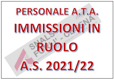 ATA - IMMISSIONI IN RUOLO A.S. 2021/22