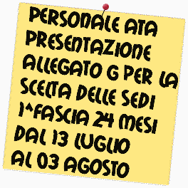 SCELTA DELLE SEDI DEL PERSONALE ATA PRESENTAZIONE ALLEGATO G - GRADUATORIA 1^ FASCIA (24 MESI)