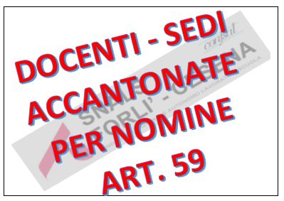 ACCANTONAMENTO SEDI PER NOMINE IN RUOLO ART. 59