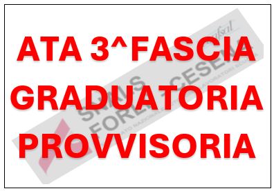 PUBBLICAZIONE GRADUATORIA 3^FASCIA ATA