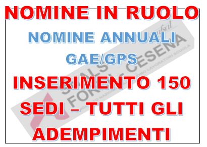 NOMINE IN RUOLO E NOMINE ANNUALI GAE-GPS INSERIMENTO 150 SEDI NOMINE IN RUOLO E NOMINE ANNUALI GAE-GPS INSERIMENTO 150 SEDI