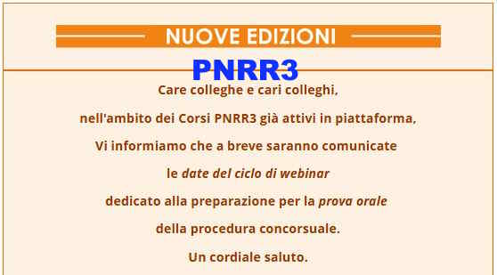 PROVA ORALE CONCORSO PNRR3 - CORSO GRATUITO PROVA ORALE CONCORSO PNRR3 - CORSO GRATUITO