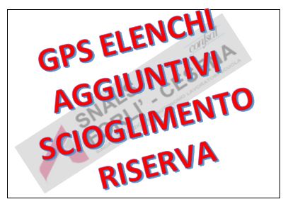 ELENCHI AGGIUNTIVI GPS - AVVISO APERTURA FUNZIONI SCIOGLIMENTO RISERVA